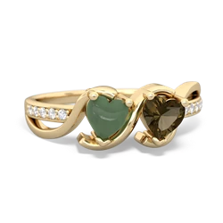 Jade Side By Side 14K Yellow Gold ring R3090