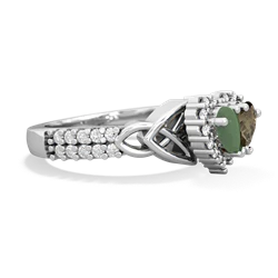 Jade Celtic Knot Two Hearts As One 14K White Gold ring R2644HRT