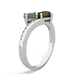 Jade Channel Set Two Stone 14K White Gold ring R5303