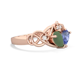 Jade 'One Heart' Celtic Knot Claddagh 14K Rose Gold ring R5322