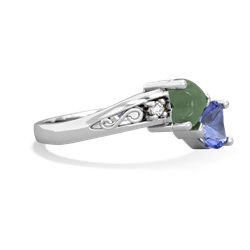 Jade Snuggling Hearts 14K White Gold ring R2178