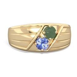 Jade Men's Streamline 14K Yellow Gold ring R0460