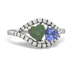 Jade Mother And Child 14K White Gold ring R3010