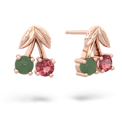 Jade Sweet Cherries 14K Rose Gold earrings E7001