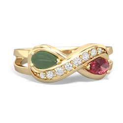 Jade Diamond Infinity 14K Yellow Gold ring R5390