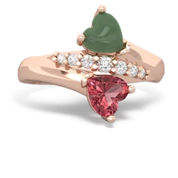 Jade Heart To Heart 14K Rose Gold ring R2064