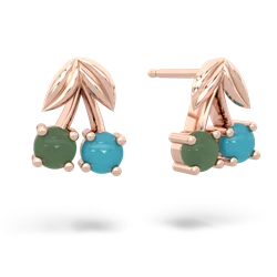 Jade Sweet Cherries 14K Rose Gold earrings E7001