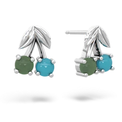 Jade Sweet Cherries 14K White Gold earrings E7001