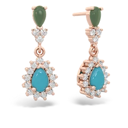 Jade Halo Pear Dangle 14K Rose Gold earrings E1882