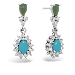 Jade Halo Pear Dangle 14K White Gold earrings E1882