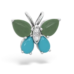 Jade Butterfly 14K White Gold pendant P2215