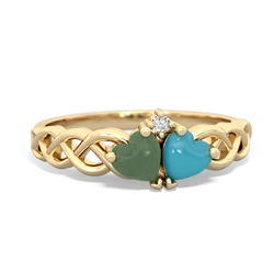 Jade Heart To Heart Braid 14K Yellow Gold ring R5870