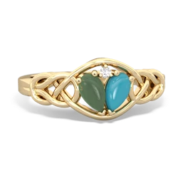 Jade Celtic Love Knot 14K Yellow Gold ring R5420