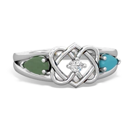 Jade Hearts Intertwined 14K White Gold ring R5880