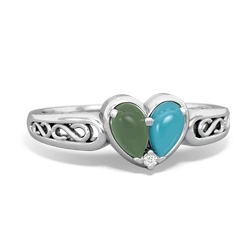 Jade Filligree 'One Heart' 14K White Gold ring R5070