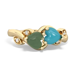 Jade Floral Elegance 14K Yellow Gold ring R5790