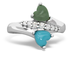 Jade Heart To Heart 14K White Gold ring R2064