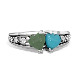 Jade Heart To Heart 14K White Gold ring R3342