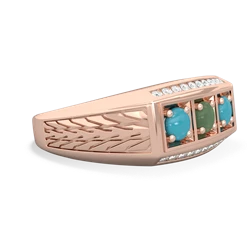 Jade Three Stone Tire Tread Men's 14K Rose Gold ring R0520