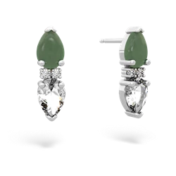 Jade Bowtie Drop 14K White Gold earrings E0865