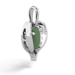 Jade Two Become One 14K White Gold pendant P5330