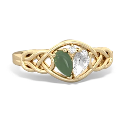 Jade Celtic Love Knot 14K Yellow Gold ring R5420