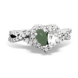 Jade Diamond Twist 'One Heart' 14K White Gold ring R2640HRT