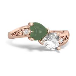 Jade Snuggling Hearts 14K Rose Gold ring R2178