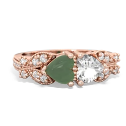 Jade Diamond Butterflies 14K Rose Gold ring R5601