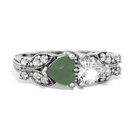 Jade Diamond Butterflies 14K White Gold ring R5601