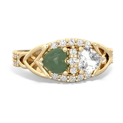 Jade Sparkling Celtic Knot 14K Yellow Gold ring R2645