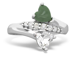 Jade Heart To Heart 14K White Gold ring R2064