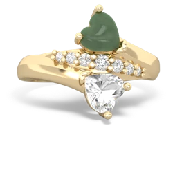 Jade Heart To Heart 14K Yellow Gold ring R2064