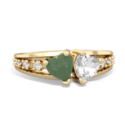 Jade Heart To Heart 14K Yellow Gold ring R3342