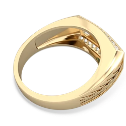 Jade Three Stone Tire Tread Men's 14K Yellow Gold ring R0520