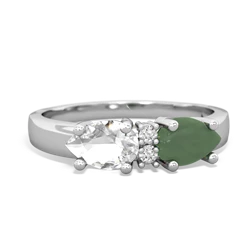 Jade Pear Bowtie 14K White Gold ring R0865