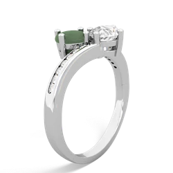 Jade Channel Set Two Stone 14K White Gold ring R5303