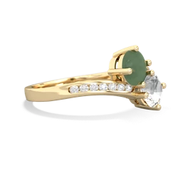 Jade Channel Set Two Stone 14K Yellow Gold ring R5303