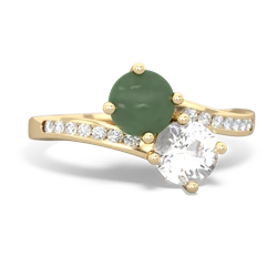 Jade Channel Set Two Stone 14K Yellow Gold ring R5303