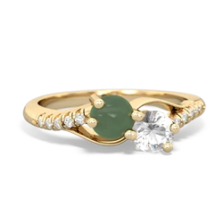 Jade Infinity Pave Two Stone 14K Yellow Gold ring R5285