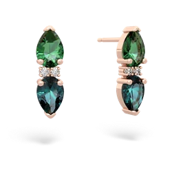 Lab Emerald Bowtie Drop 14K Rose Gold earrings E0865