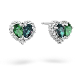 Lab Emerald Halo 14K White Gold earrings E7008