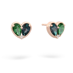 Lab Emerald 'Our Heart' 14K Rose Gold earrings E5072