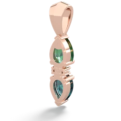 Lab Emerald Bowtie Drop 14K Rose Gold pendant P0865