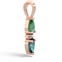 Lab Emerald Bowtie Drop 14K Rose Gold pendant P0865