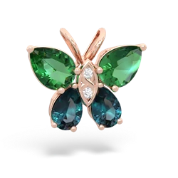 Lab Emerald Butterfly 14K Rose Gold pendant P2215