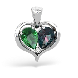 Lab Emerald Two Become One 14K White Gold pendant P5330