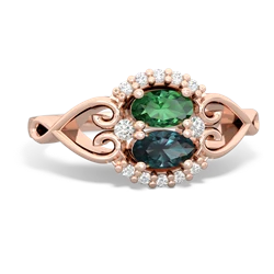 Lab Emerald Love Nest 14K Rose Gold ring R5860