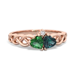 Lab Emerald Heart To Heart Braid 14K Rose Gold ring R5870