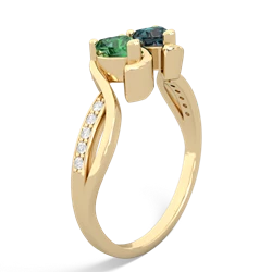 Lab Emerald Side By Side 14K Yellow Gold ring R3090